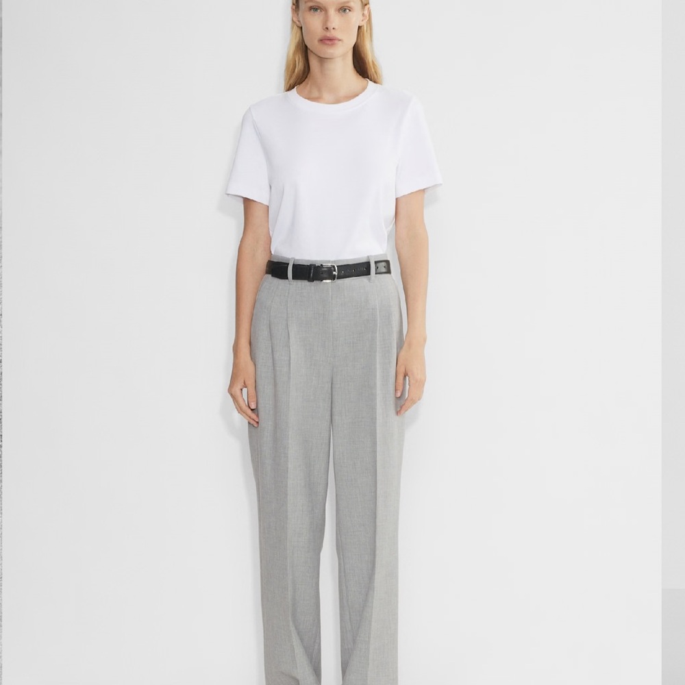 Wilfred Gray Pleated Wide-Leg Trousers